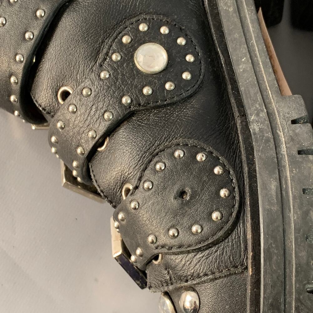GIVENCHY Size 8 Black Studded Leather Belted Ankle Boots - Picture 11 of 11